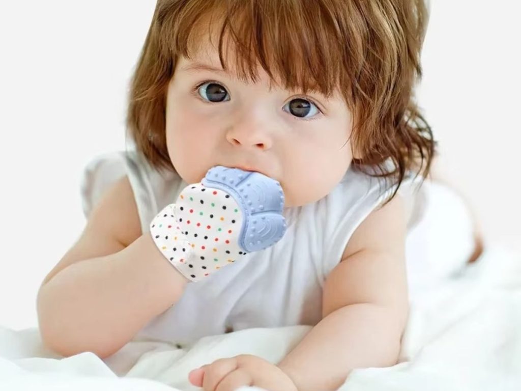 Gant de dentition bébé en silicone souple